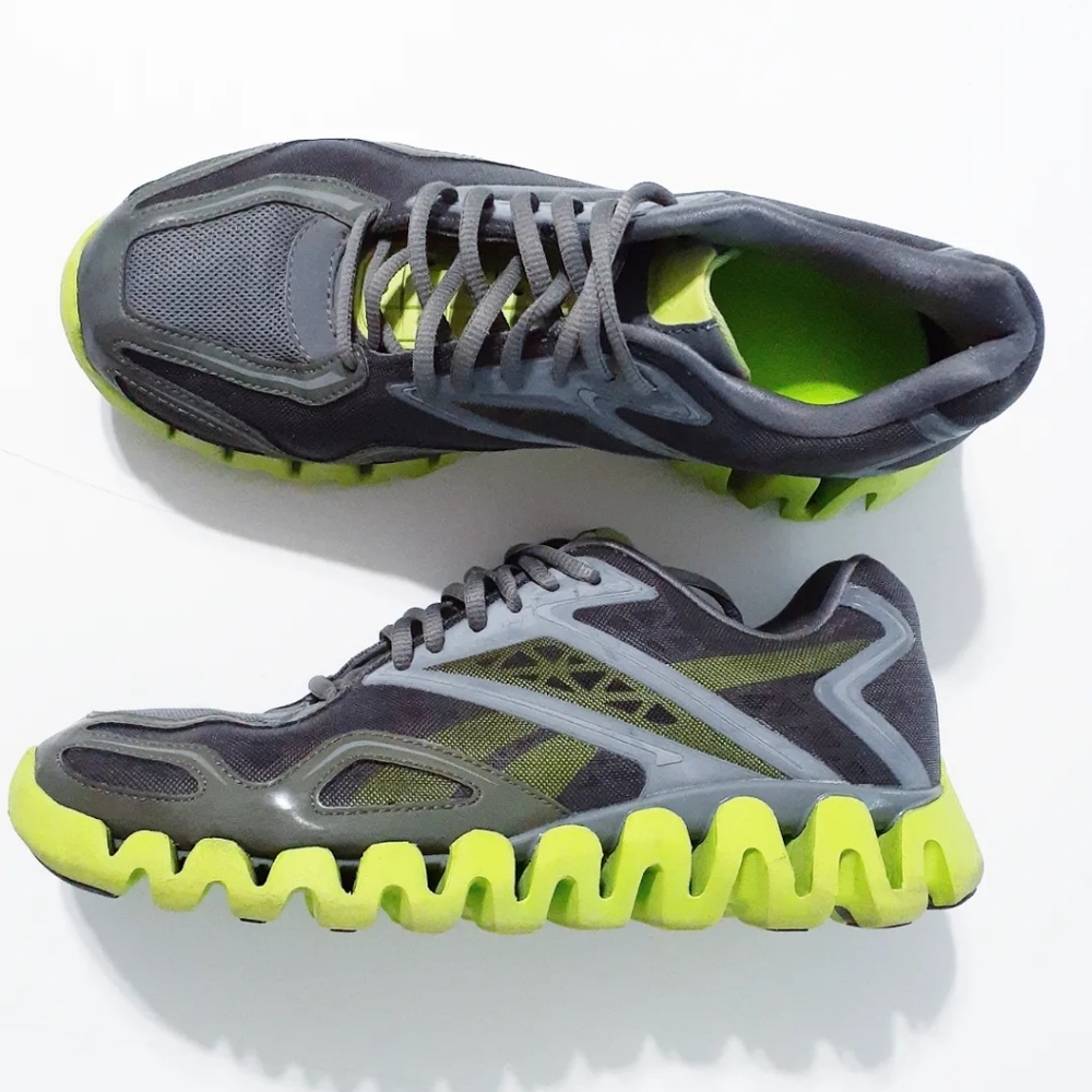 Reebok Zig Tech Shark Gray/Green Running Sneakers